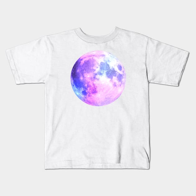 Watercolor Purple Moon Kids T-Shirt by aterkaderk